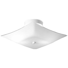 Progress Lighting Square Glass White Semi-Flushmount Light