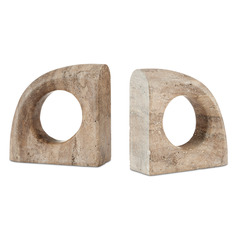 Currey and Company Russo Natural Titanium Travertine Bookend