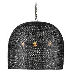 Currey and Company Piero Satin Black Pendant Light with Bowl / Dome Shade