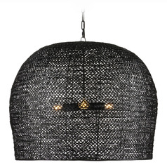 Currey and Company Piero Satin Black Pendant Light with Bowl / Dome Shade