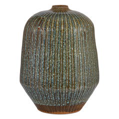 Currey and Company Shoulder Reactive Blue & Brown Vase