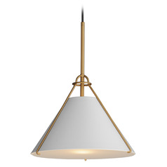 Maxim Lighting Lucas Light French Gray & Natural Aged Brass Pendant Light with Conical Shade