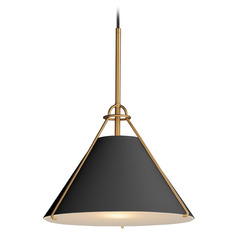 Maxim Lighting Lucas Black & Natural Aged Brass Pendant Light with Conical Shade