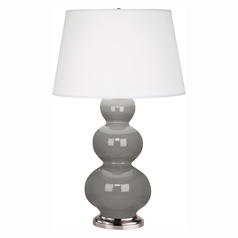 Robert Abbey Lighting Triple Gourd Smokey Taupe / Antique Silver Table Lamp with Empire Shade