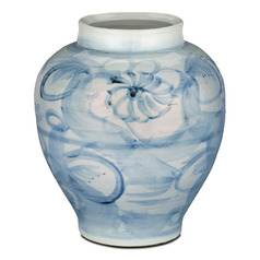 Currey and Company Ming-Style Off White & Pale Blue Vase