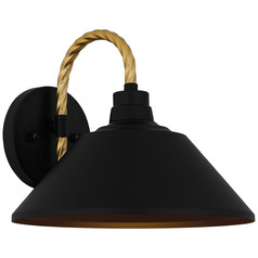 Quoizel Lighting Longshore Matte Black & Gold Outdoor Wall Light
