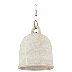 Troy Lighting Relic Patina Brass & Ceramic Relic White LED Pendant Light with Bell Shade