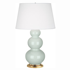 Robert Abbey Lighting Triple Gourd Cleadon / Antique Natural Brass Table Lamp with Empire Shade