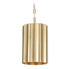 Maxim Lighting Allegra Weathered Brass Mini-Pendant Light with Scalloped Shade