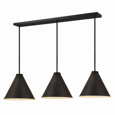 Z-Lite Eaton Matte Black Multi-Light Pendant with Conical Shade