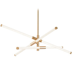 Afx Lighting Rusnak Satin Brass LED Pendant Light with Cylindrical Shade