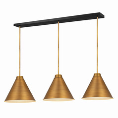 Z-Lite Eaton Rubbed Brass Multi-Light Pendant with Conical Shade