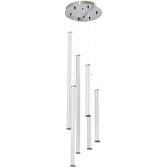 Afx Lighting Caden Satin Nickel LED Multi-Light Pendant with Cylindrical Shade