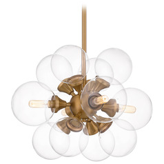 Quoizel Lighting Glinda Brushed Weathered Brass Pendant Light with Globe Shade