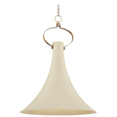 Troy Lighting Radcliff Patina Brass & Soft Sand LED Pendant Light with Bell Shade