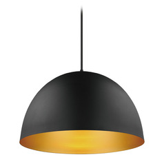 Maxim Lighting Tova Black & Gold Pendant Light with Bowl / Dome Shade