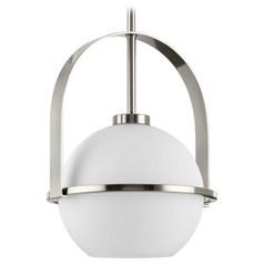 Progress Lighting Delayne Brushed Nickel Mini-Pendant Light with Globe Shade