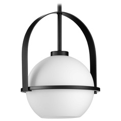 Progress Lighting Delayne Matte Black Mini-Pendant Light with Globe Shade