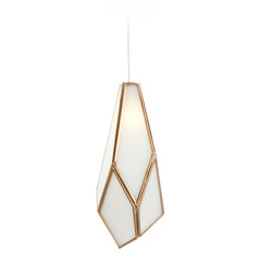 Currey and Company Glace Antique Brass & Silver Mini-Pendant Light with Abstract Shade