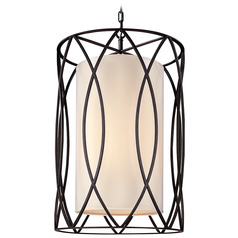Troy Lighting Sausalito Textured Iron Pendant Light with Cylindrical Shade