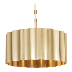 Maxim Lighting Allegra Weathered Brass Pendant Light with Scalloped Shade