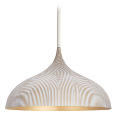 Maxim Lighting Fleur White & Gold Pendant Light with Bowl / Dome Shade