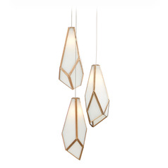 Currey and Company Glace Antique Brass & Silver Multi-Light Pendant with Abstract Shade