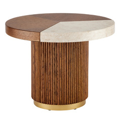 Currey & Company Dakota Small Cocktail Table Oak Marble Brass
