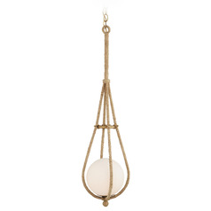 Currey and Company Passageway Natural Abaca Rope & Dorado Gold Mini-Pendant Light with Globe Shade