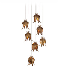 Currey and Company Iota Antique Brass & Silver Multi-Light Pendant