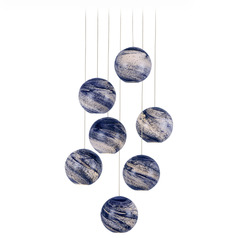 Currey and Company Palatino Silver Multi-Light Pendant with Globe Shade