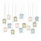 Currey and Company Lighting Currey and Company Polpo Blue / Green / White / Silver Multi-Light Pendant with Bell Shade 9000-1422