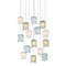 Currey and Company Lighting Currey and Company Polpo Blue / Green / White / Silver Multi-Light Pendant with Bell Shade 9000-1421