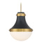 Minka Lavery Minka Lavery Purelight Dark Matte Black & Legacy Brass Pendant Light with Bowl / Dome Shade 3934-876