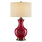 Currey and Company Lighting Currey and Company Lilou Red & Antique Brass Table Lamp with Drum Shade 6000-0840