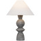 Troy Lighting Troy Lighting Cyrah Patina Brass & Ceramic Lunar Grey LED Table Lamp with Empire Shade PTL2529-PBR/CLG
