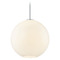 Design Classics Lighting 13-Inch Globe Shape Milk White Glass Stem-Hung Pendant in Chrome 531-26 GL1790-MILK