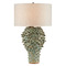 Currey and Company Lighting Currey and Company Sea Urchin Sunken Green Table Lamp with Drum Shade 6000-0744