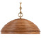 Visual Comfort Signature Collection Linnea Hand-Rubbed Antique Brass Natural Ribbon Glass Medium Chandelier SK5383HAB-NRT