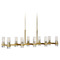 Visual Comfort Studio Collection Chapman & Myers 10 Light Geneva Burnished Brass Linear Chandelier with Rippled Glass Shades CC13810BBS