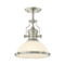 Recesso Lighting by Dolan Designs Satin Nickel Semi-Flush Mount with Opal Glass Vintage Ceiling Fixture 8415-09