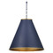 Currey and Company Lighting Currey and Company Pierrepont Hiroshi Dark Blue & Gold Leaf & Gold Pendant Light with Conical Shade 9000-1090