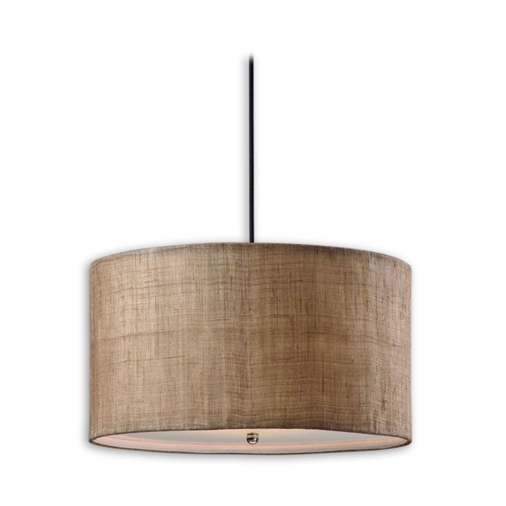 Modern Drum Pendant Lights In Antique Burlap Finish 21933