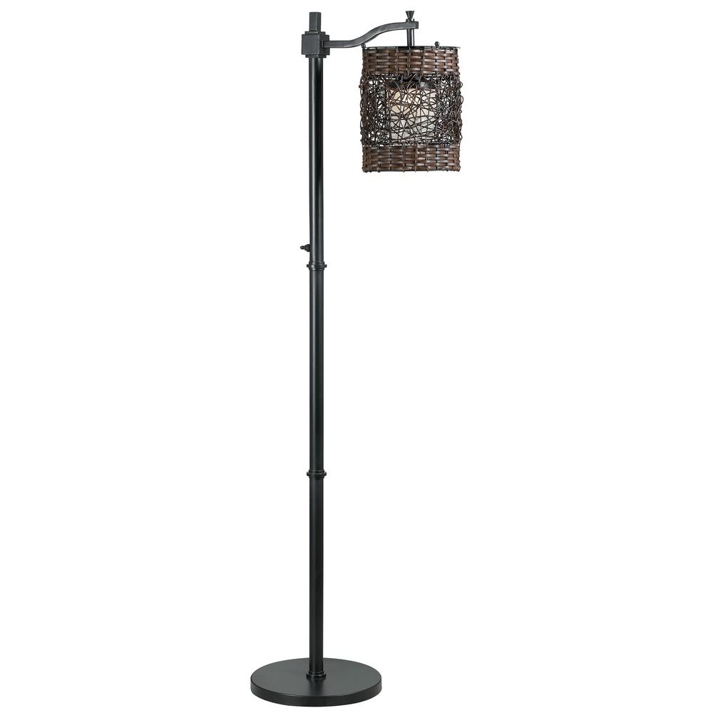 Floor Lamp With Brown Wicker Shade In Bronze Finish 32144orb Kenroy Home Lighting Floor Lamp With Brown Wicker Shade In Bronze Finish 32144orb