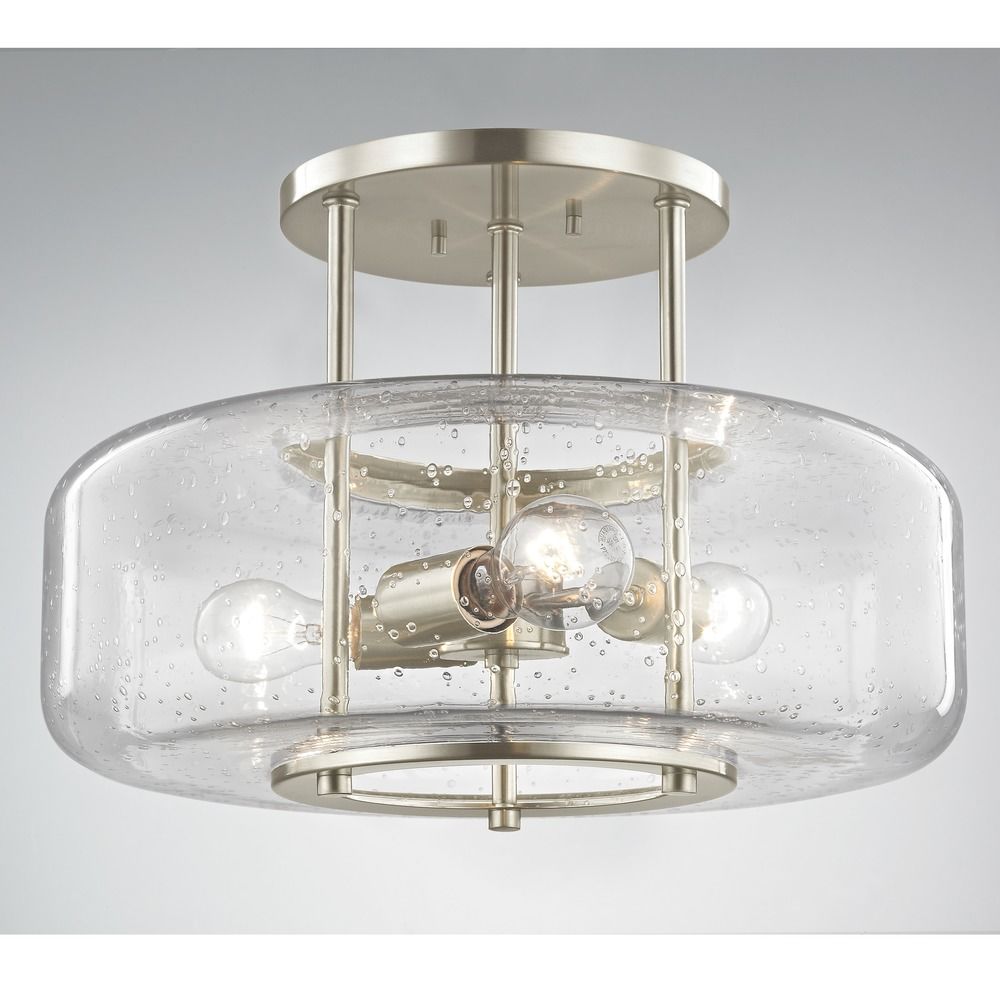 16 Inch Seeded Glass Semi Flush Ceiling