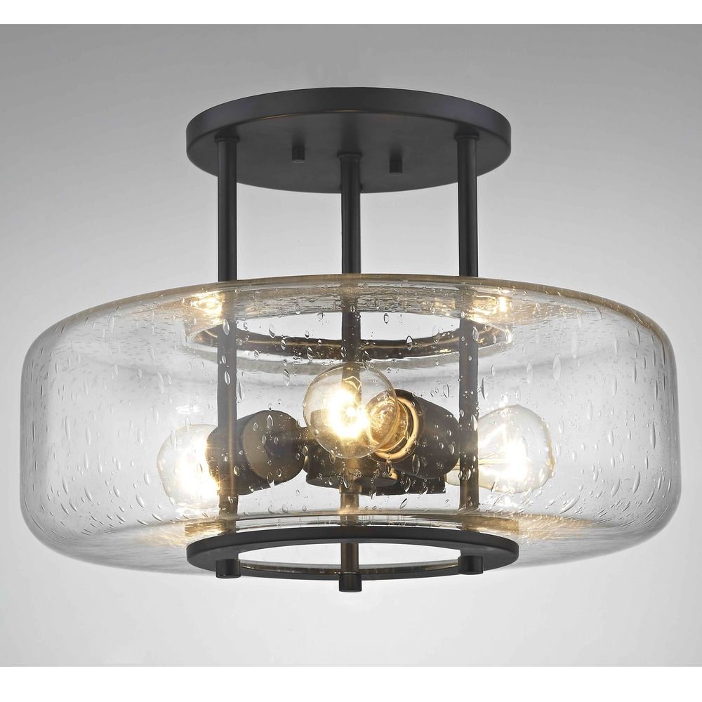 Seeded Glass Pendant Light Fixtures industial seeded glass ceiling light bronze 3 lt