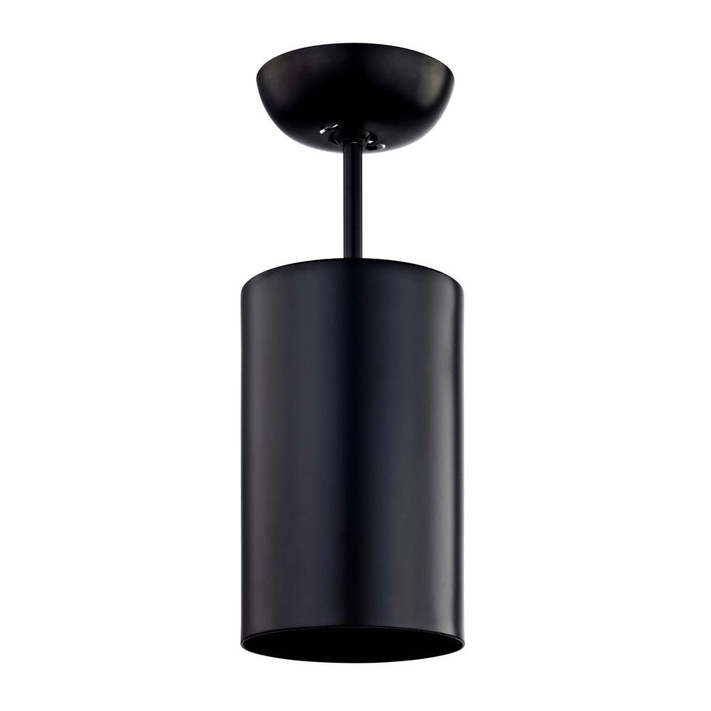 Recesso Lighting Matte Black Cylinder Semi Flush Light 8404 07 Recesso Lighting Matte Black Cylinder Semi Flush Light Off