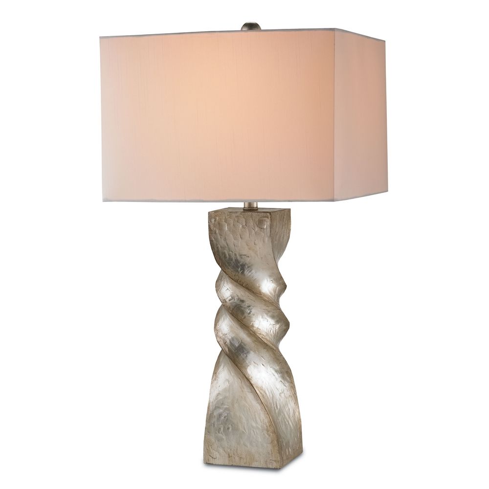 Currey And Company Lighting Silver Leaf Table Lamp With Rectangle Image