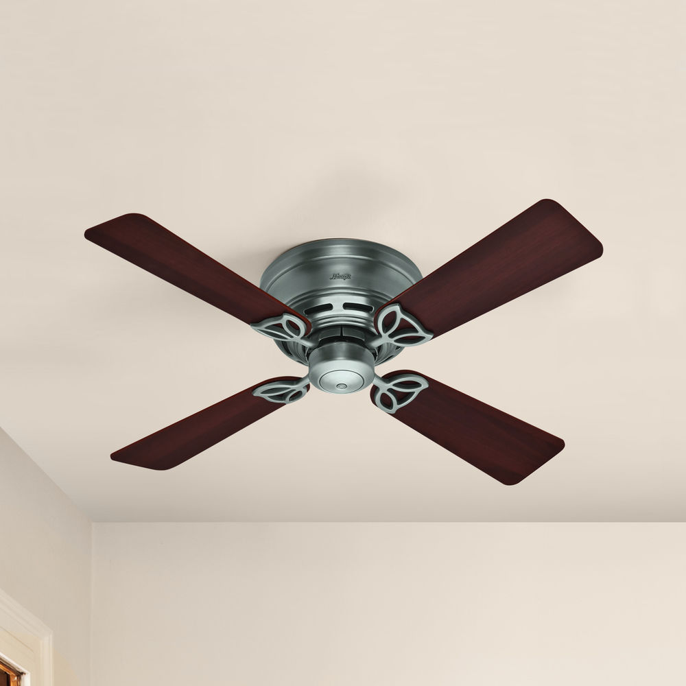 42 Inch Hunter Fan Low Profile Antique Pewter Ceiling Fan Without Light At Destination Lighting