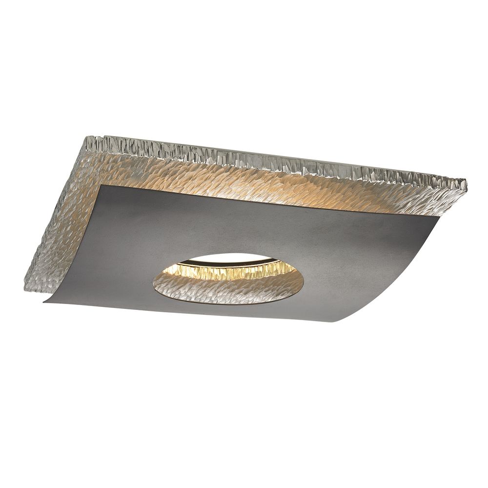 Hammered Chrome Decorative Square Ceiling Trim For Recessed Lights At Destination Lighting